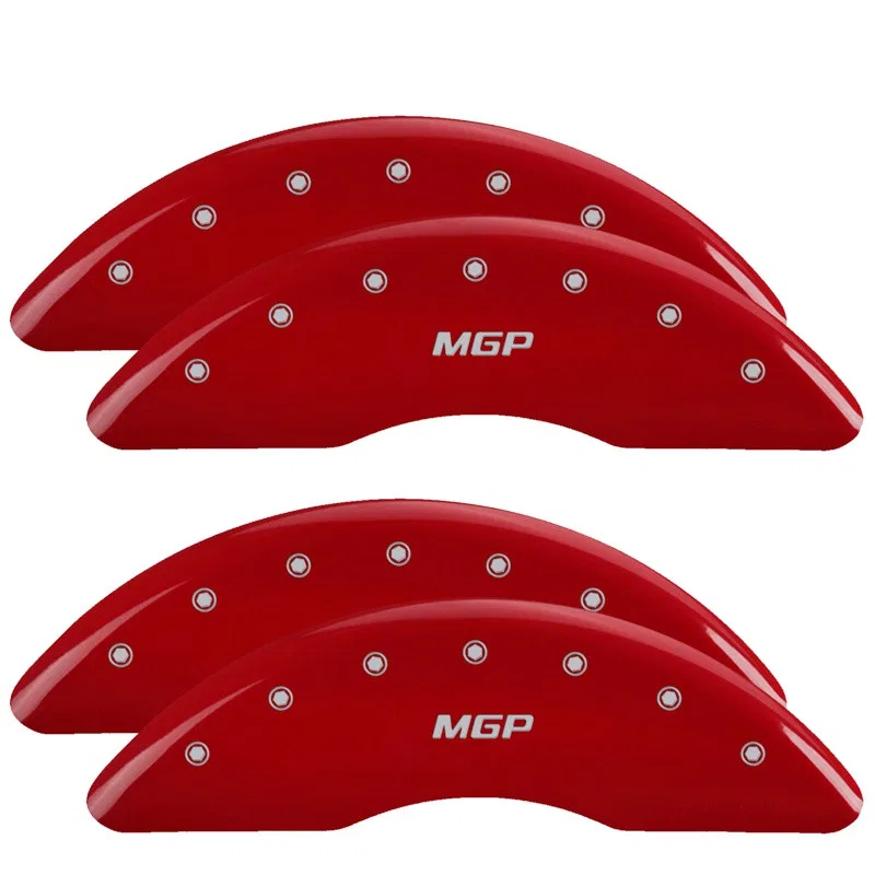 51011SMGPRD – MGP CALIPER Caliper Cover, Set of 4 Silver MGP Logo Powder Coated Red Aluminum